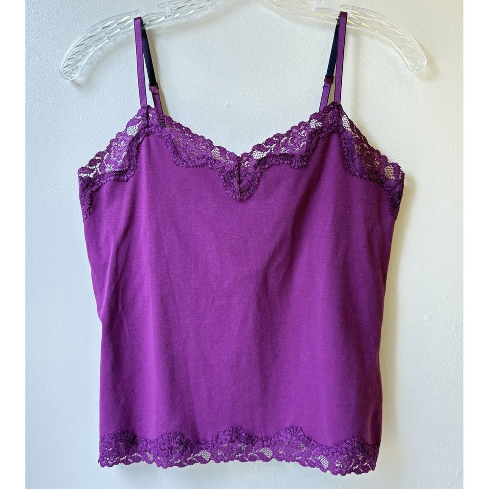 Lace Trimmed Cotton Camisole Top Medium Purple Fairy Strappy
